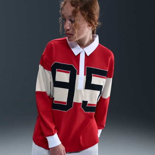 Nike Sportswear damespolo met lange mouwen en graphic - Rood