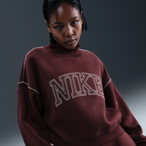 Nike Sportswear Phoenix Fleece sweatshirt met opstaande kraag voor dames - Rood
