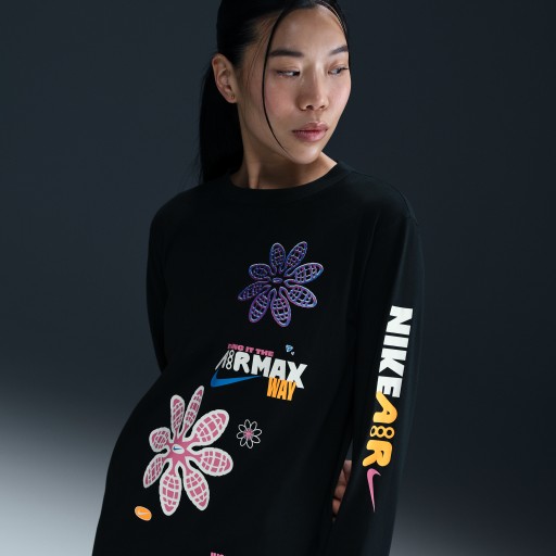 Nike Sportswear ruimvallend T-shirt met lange mouwen en graphic voor dames - Zwart
