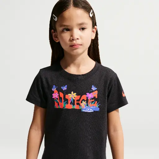 Nike T-shirt met bloemenprint voor kleuters - Zwart