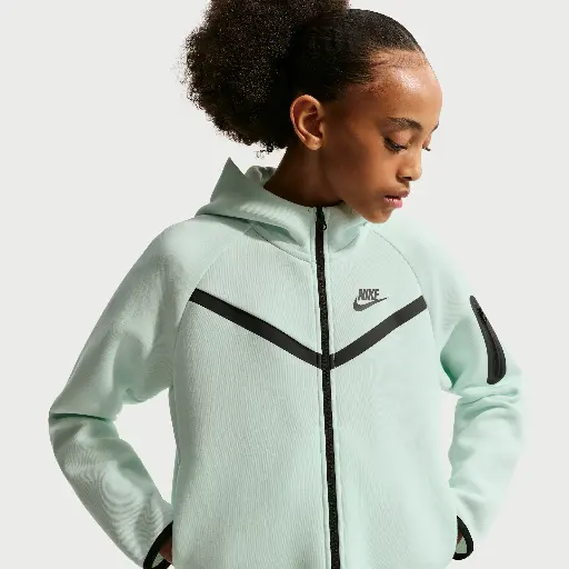 Nike Tech Fleece hoodie met rits voor meisjes - Groen