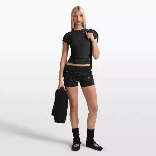 NikeSKIMS Ribbed Seamless damestop met korte mouwen - Zwart