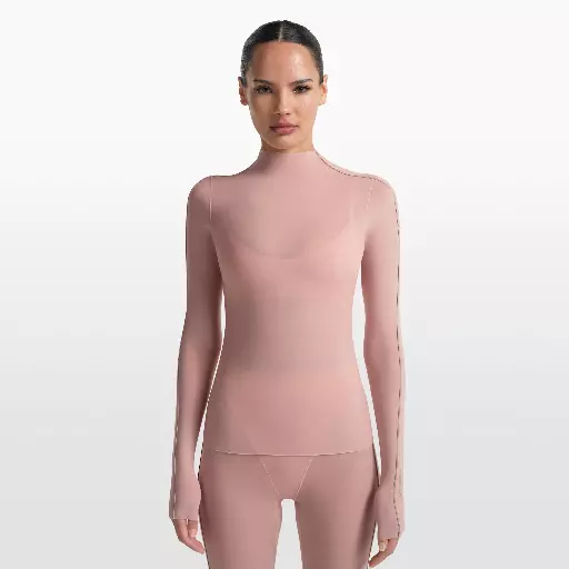 NikeSKIMS Weightless Layers damestop met opstaande kraag en lange mouwen - Roze