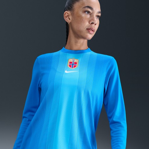Noorwegen 2025/26 Stadium Goalkeeper Nike Dri-FIT replicavoetbalshirt met lange mouwen voor dames - Blauw