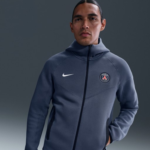Paris Saint-Germain Tech Windrunner Nike voetbalhoodie met rits over de hele lengte van fleece voor heren - Blauw