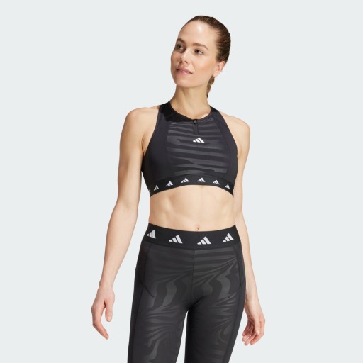 Adidas Powerimpact Training Medium-Support Techfit High-Neck Beha met Rits