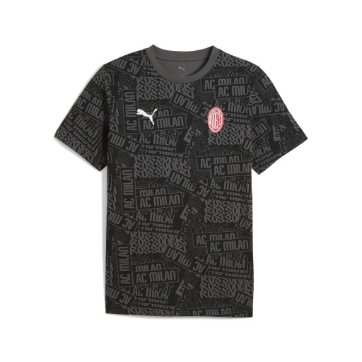 PUMA AC Milan FtblCulture T-shirt met all-over-print voor Heren, Zwart/Rood
