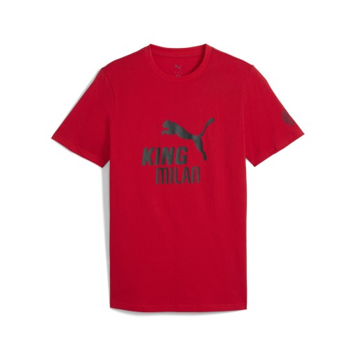 PUMA AC Milan KING T-shirt met logo voor Heren, Zwart/Rood