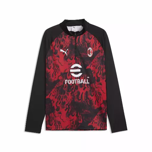 PUMA AC Milan Warmup top met kwartrits voor Heren, Zwart/Rood