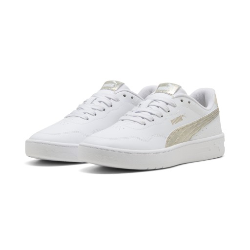PUMA Court Lally Metallic Whisper sneakers voor Dames, Wit/Goud
