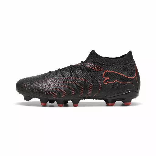 PUMA FUTURE 9 MATCH FG/AG uniseks voetbalschoenen, Zwart/Grijs/Rood