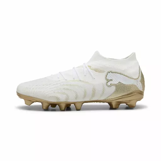 PUMA FUTURE 9 MATCH FG/AG uniseks voetbalschoenen, Zwart/Wit/Goud