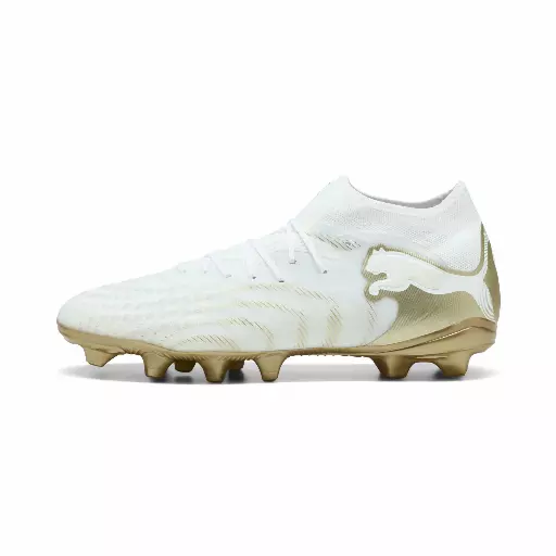 PUMA FUTURE 9 PRO FG/AG uniseks voetbalschoenen, Zwart/Wit/Goud