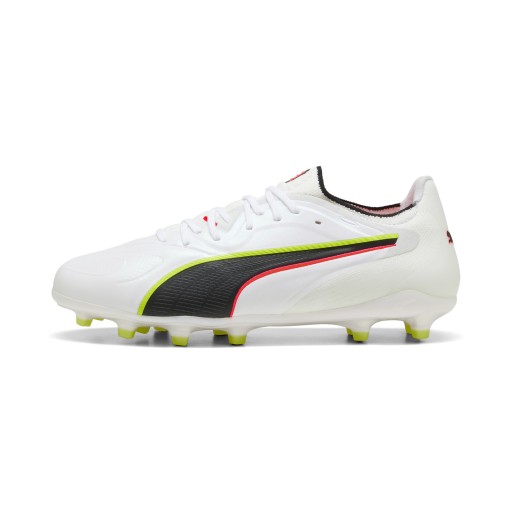 PUMA KING 20 ULTIMATE FG/AG uniseks voetbalschoenen, Rood/Geel/Wit