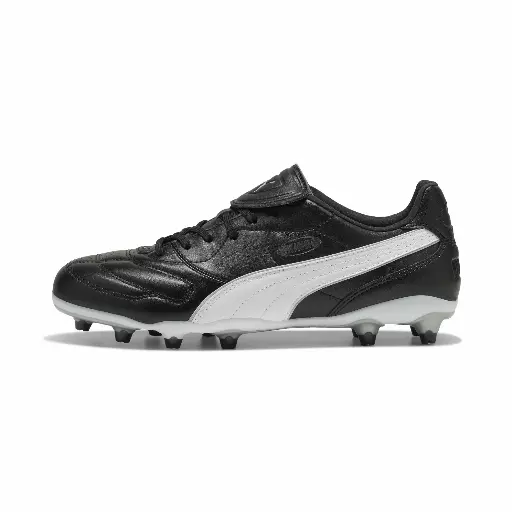 PUMA KING LIGA FG/AG uniseks voetbalschoenen, Zwart/Wit/Zilver