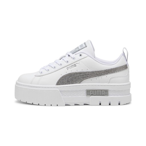 PUMA Mayze Glitter sneakers voor Dames, Wit/Zilver