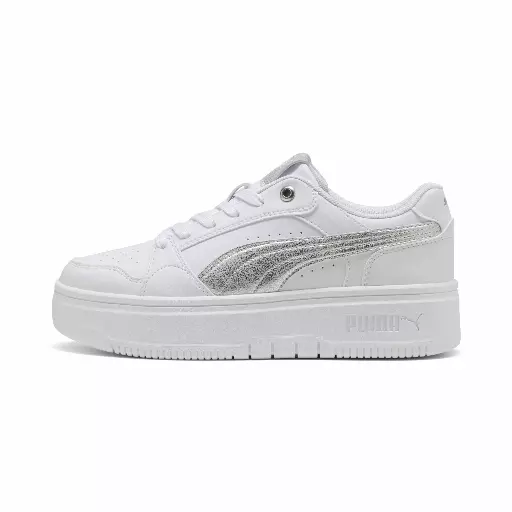 PUMA Rebound Femme lage Metallic sneakers voor Dames, Grijs/Wit/Zilver