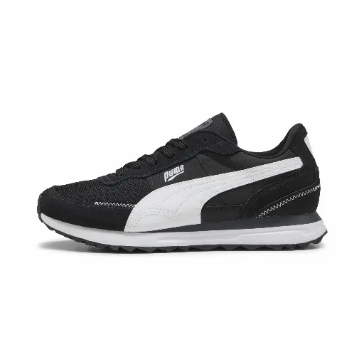 PUMA Road Rider uniseks sneakers van suède, Zwart/Grijs/Wit
