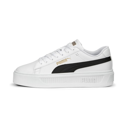 PUMA Smash Platform v3 sneakers voor Dames, Zwart/Wit/Goud