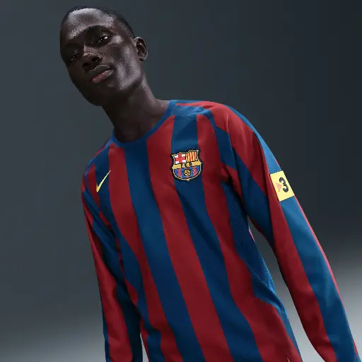 Ronaldinho FC Barcelona 2005/06 Reissue Nike replicavoetbalshirt met lange mouwen voor heren - Blauw
