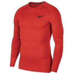 Nike Pro Ondershirt Lange Mouwen Slim Fit Rood Zwart